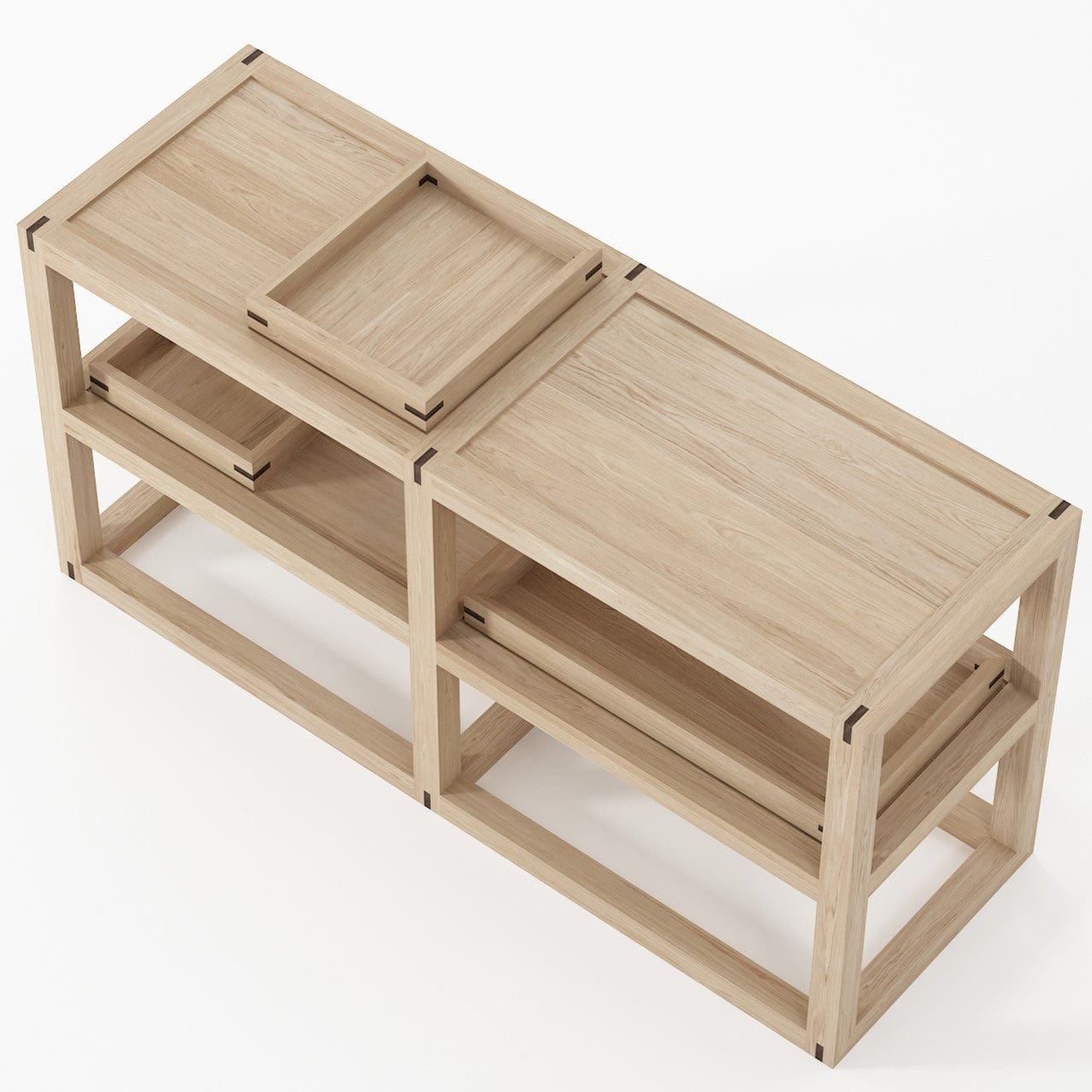 KUD06O_2 wooden storage unit with trays