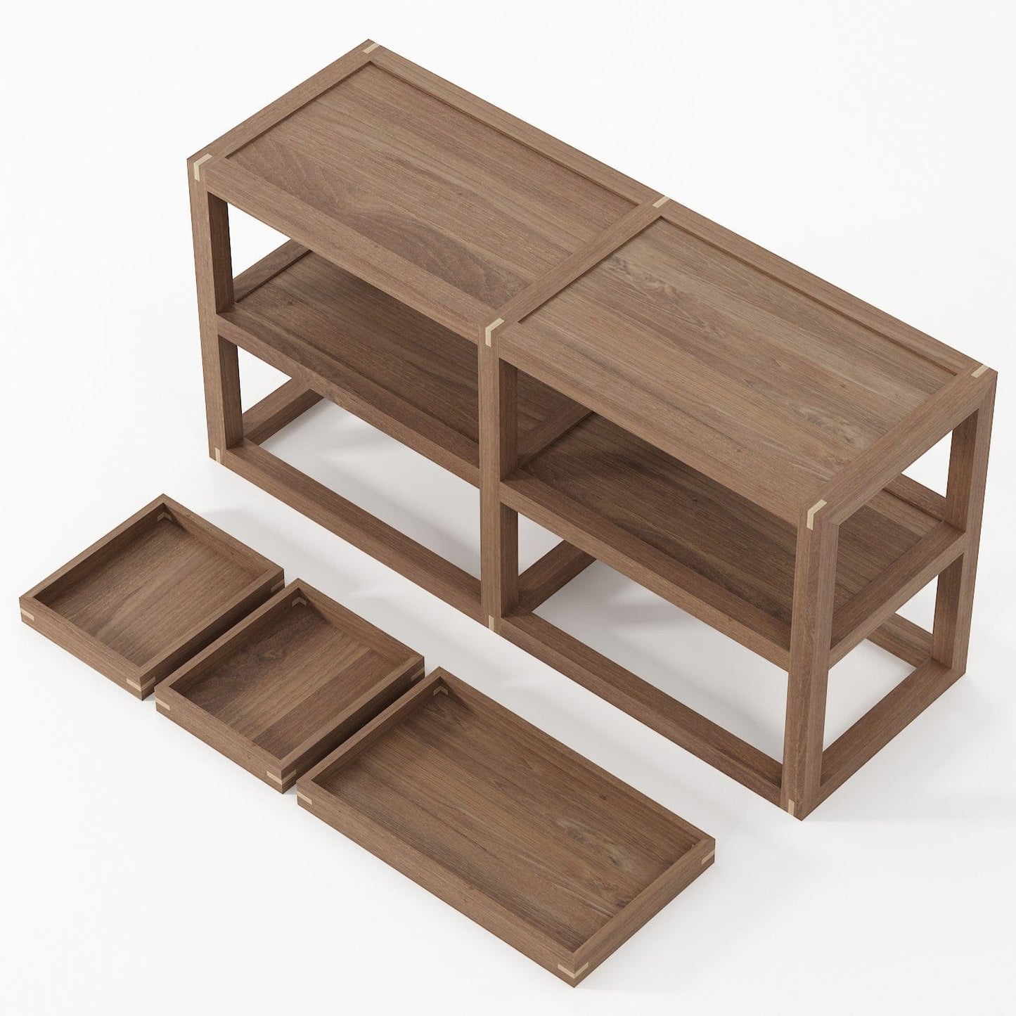 Wooden shelf unit with trays - KUD06O_3