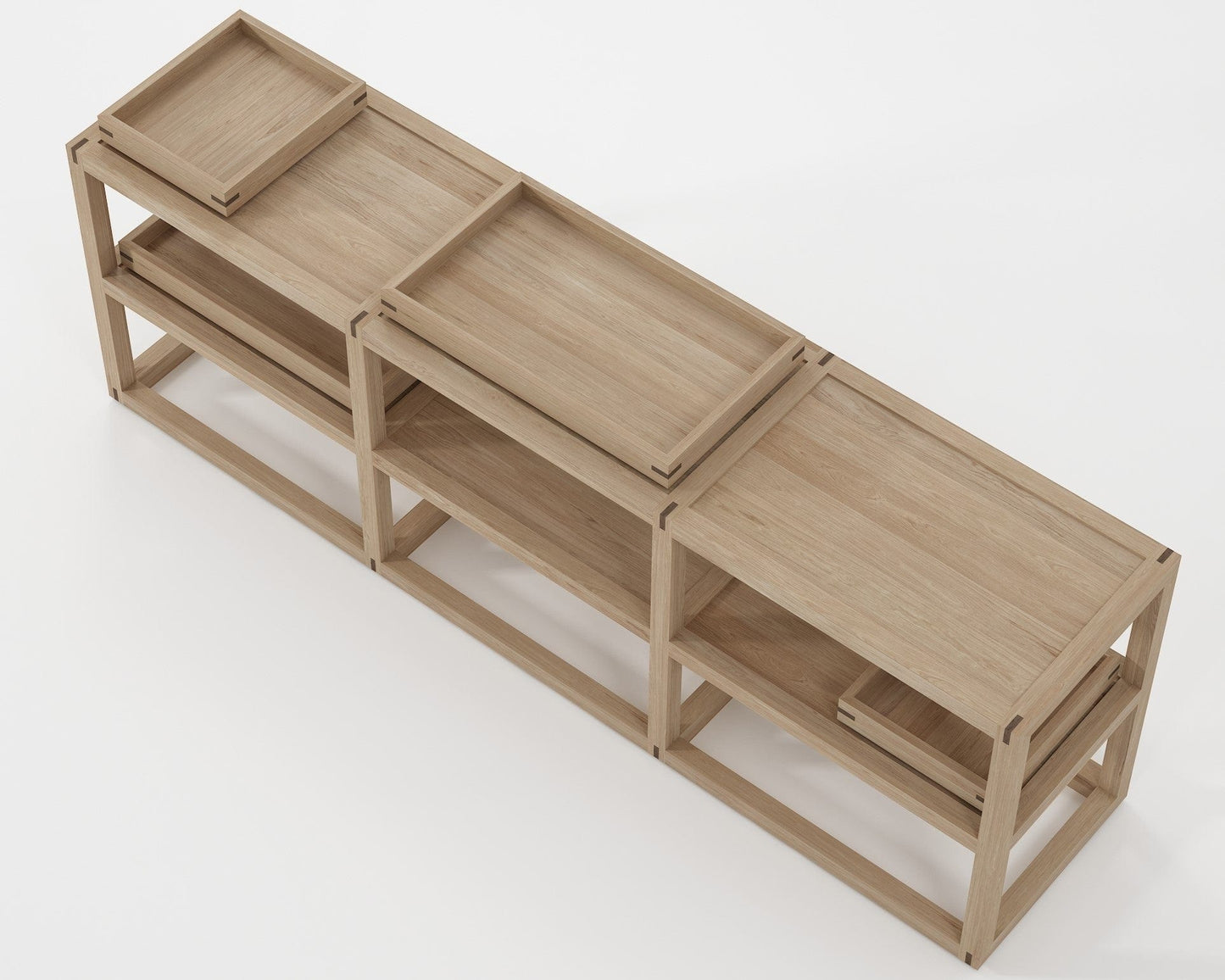 KUD07O_2 Wooden Shelving Unit with Trays