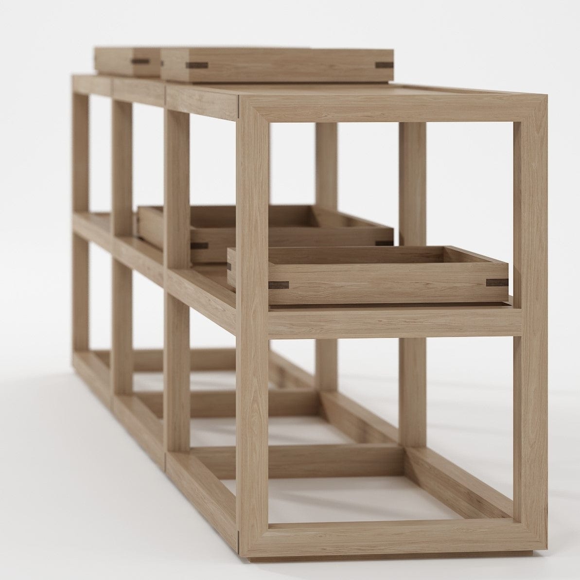 Wooden shelf unit KUD07O_6 with trays