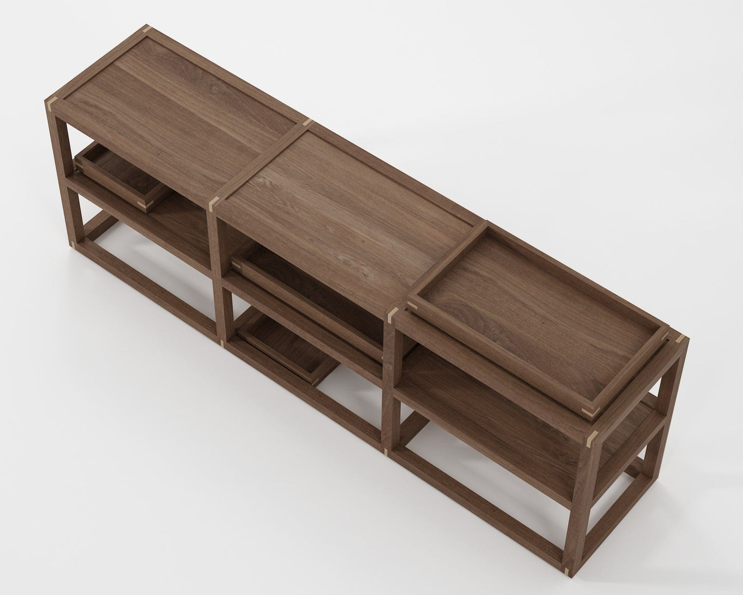 Wooden modular shelf unit