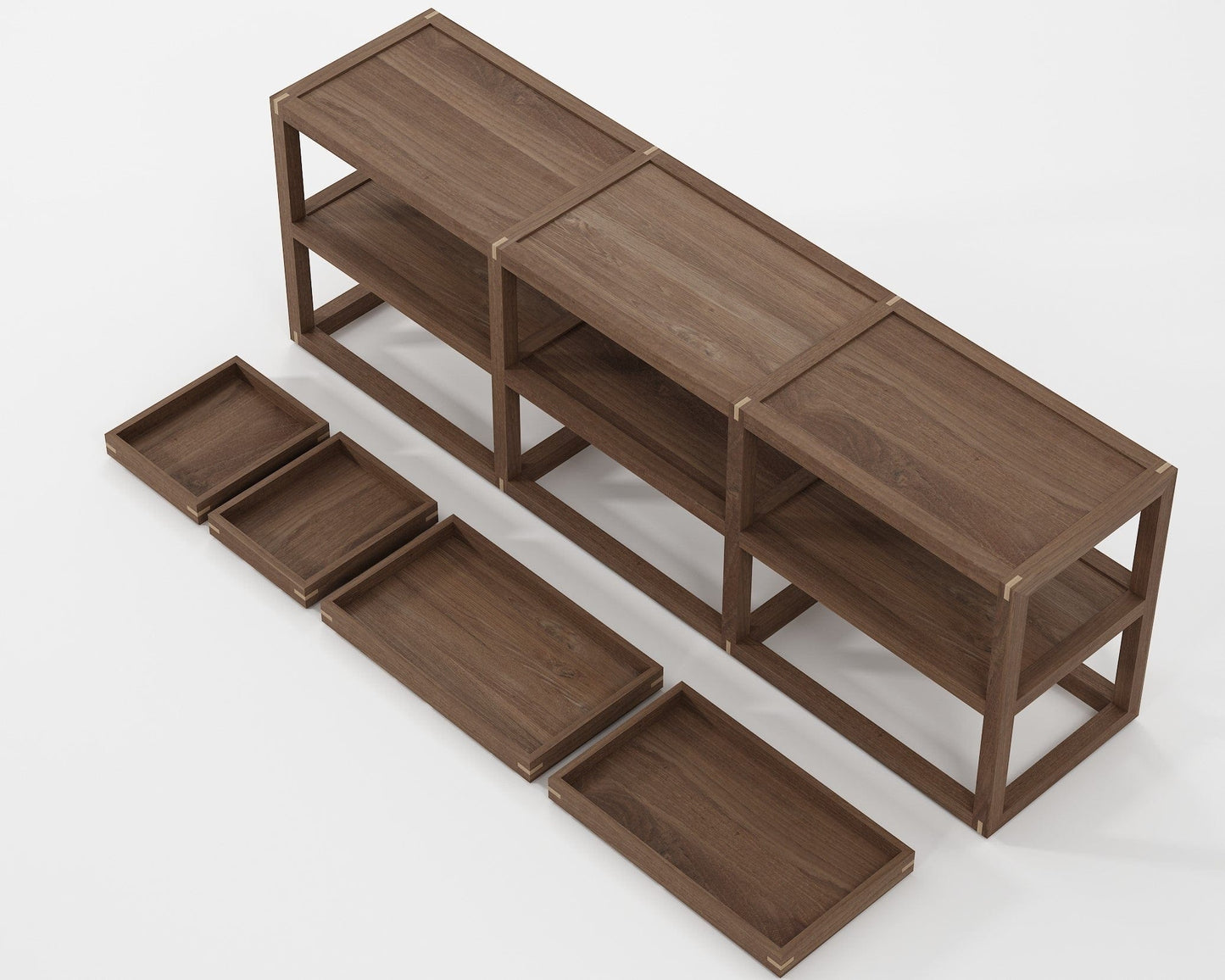 KUD07T_3 Wooden Shelving Unit with Trays