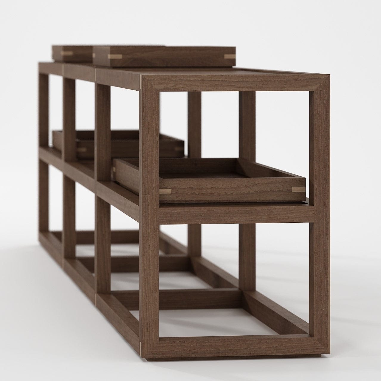 KUD07T_5 wooden shelf unit with trays
