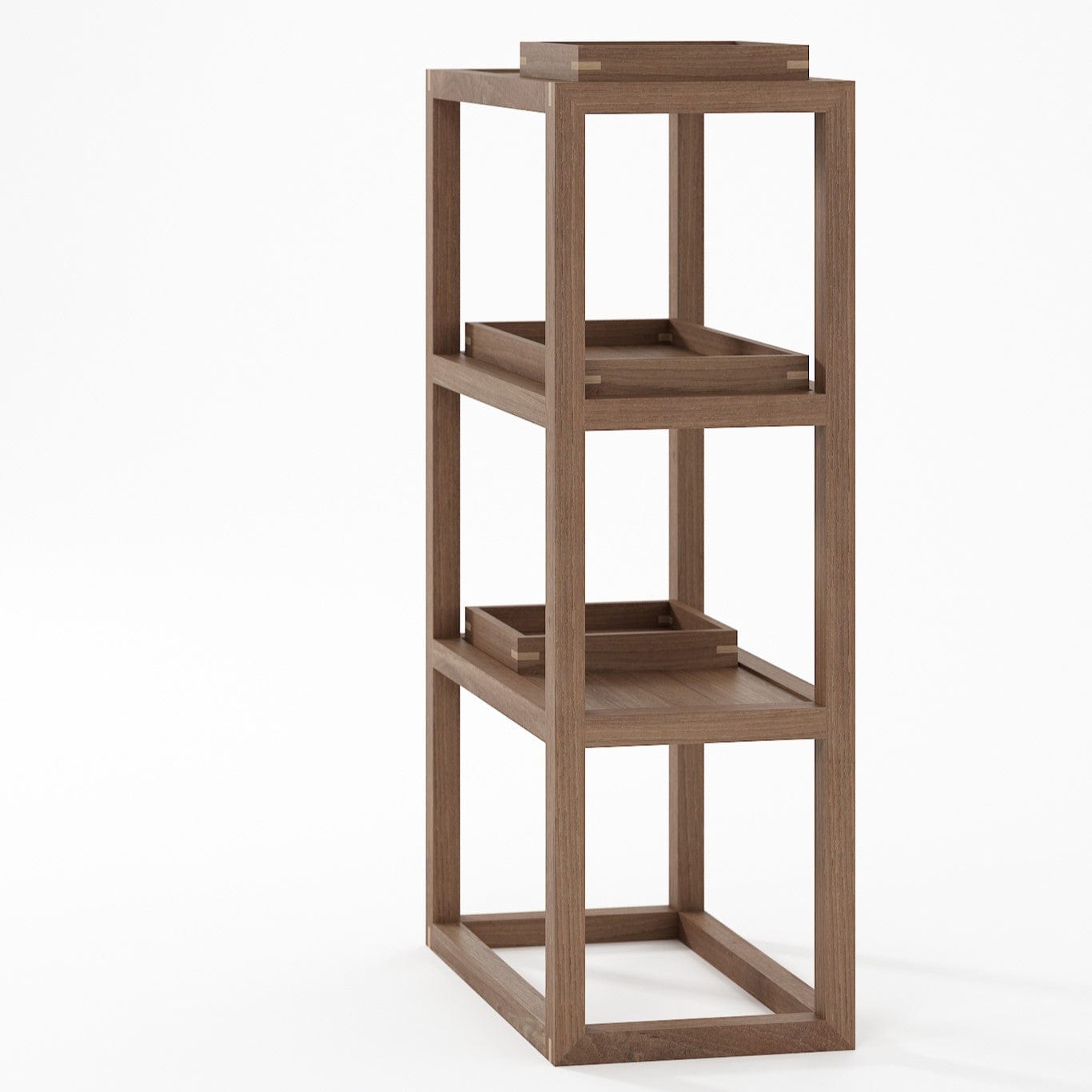 Wooden shelf with trays