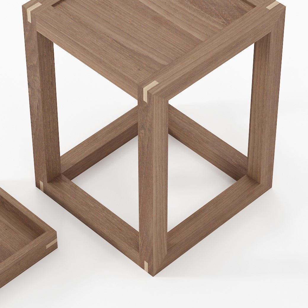 Wooden cube side table