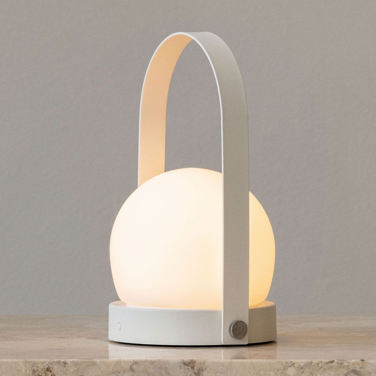 White orb lamp with handle