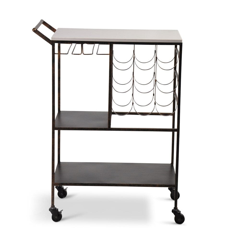 Rolling bar cart with wine rack