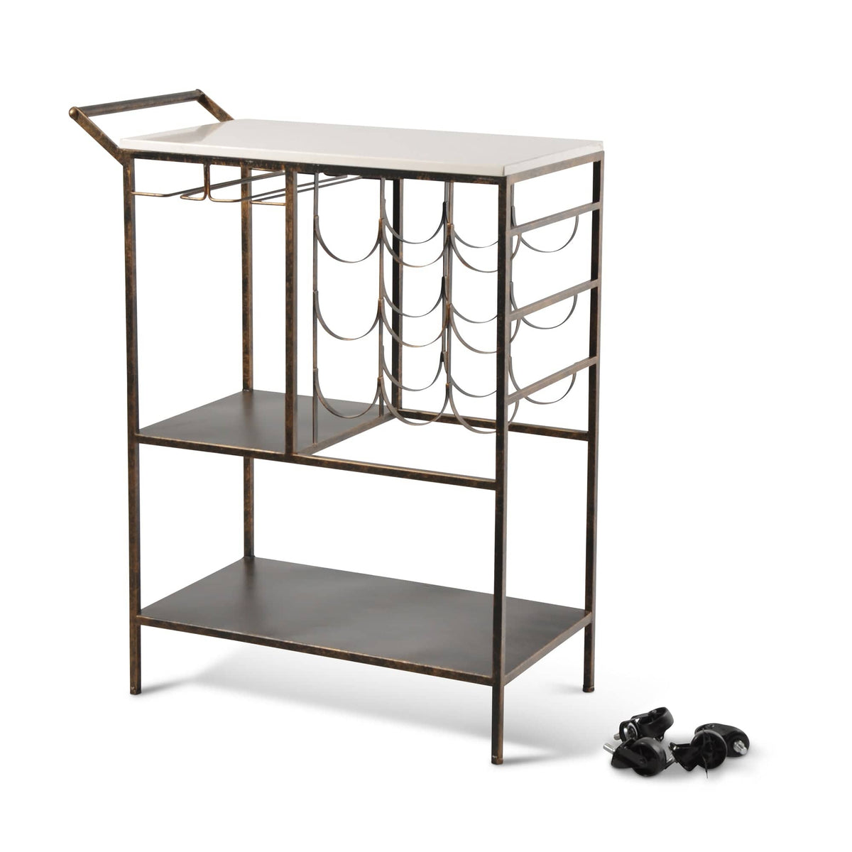Metal and Marble Wine Cart