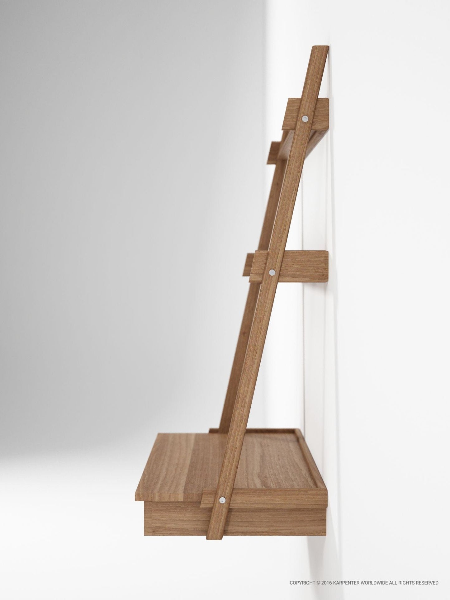 SC07 hanging desk (100x48x121d) side view - wooden wall desk