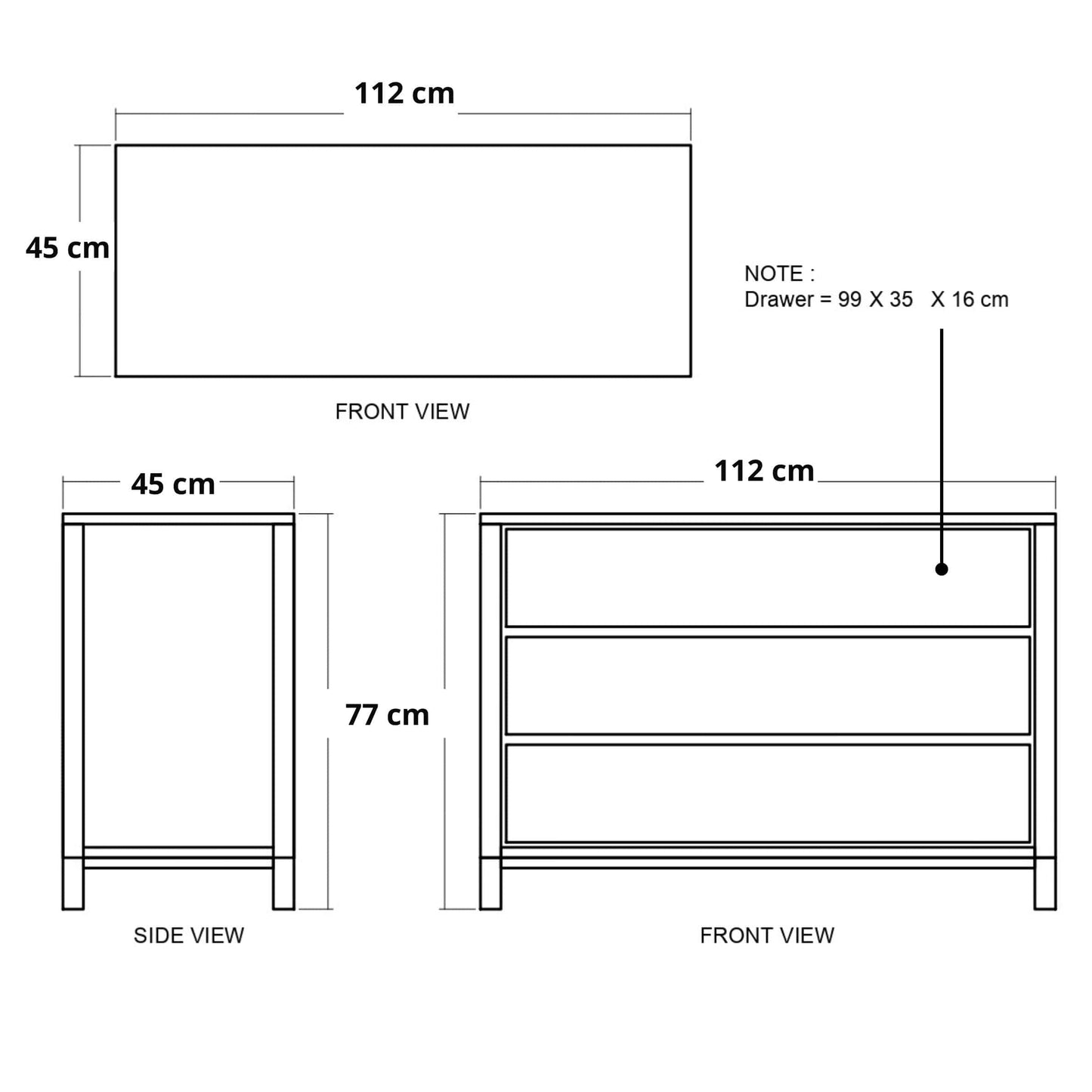 112cm x 77cm x 45cm