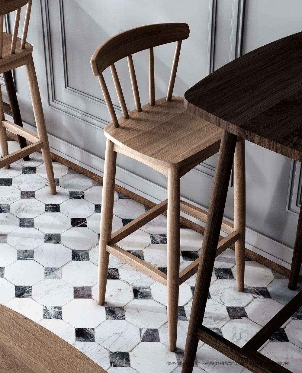 Wooden bar stool in Scene202103A