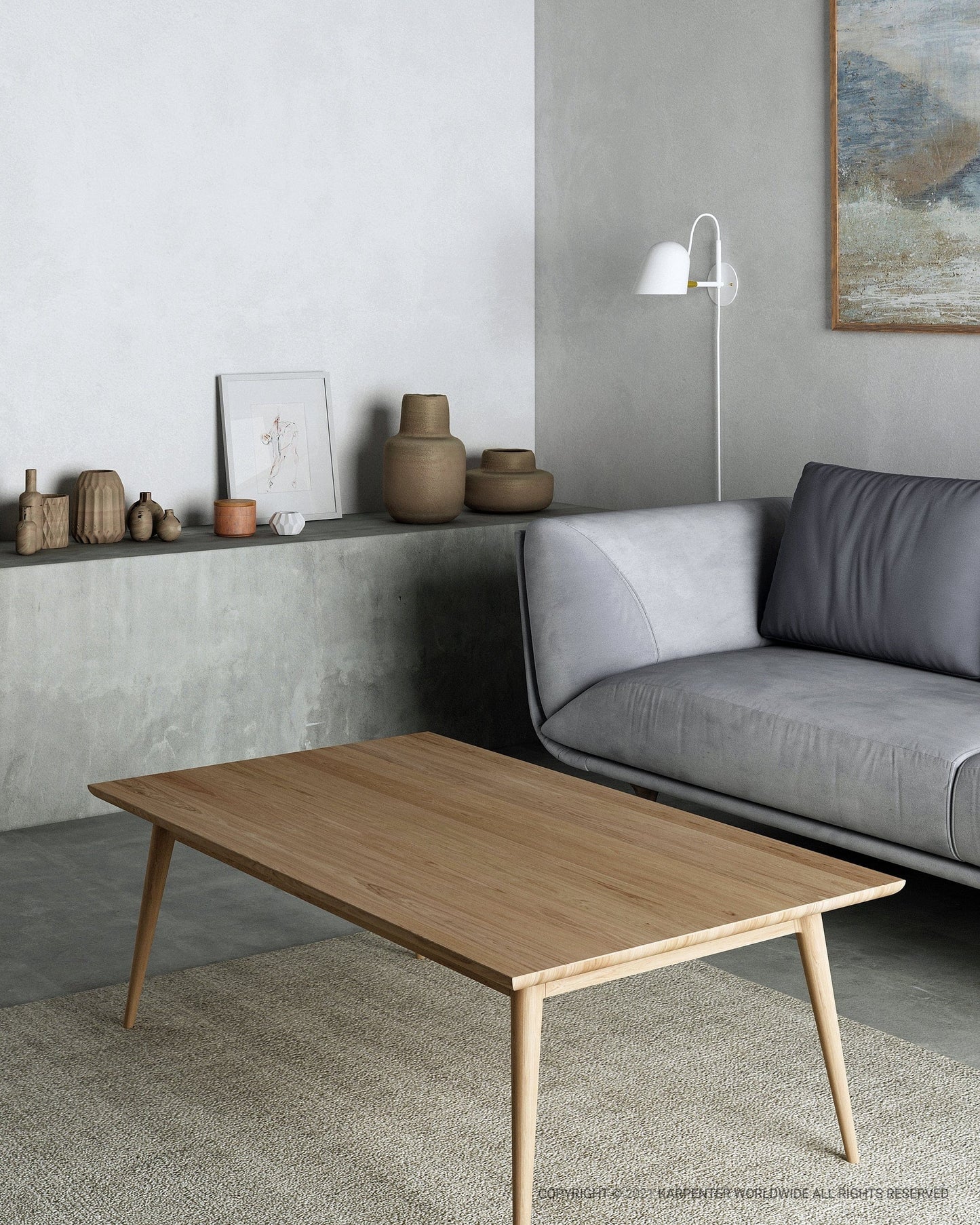 Modern living room with wood coffee table - Scene202103E