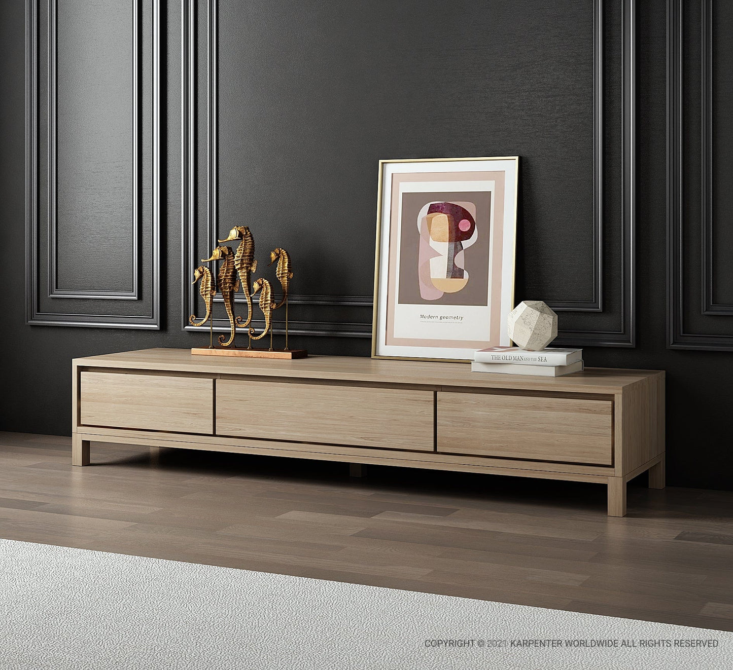 Modern TV console with decor - Scene202103K