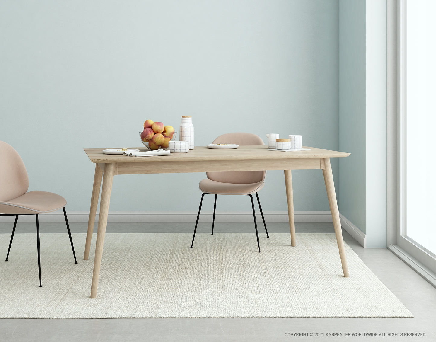 Dining table with chairs and fruit - Scene202104B