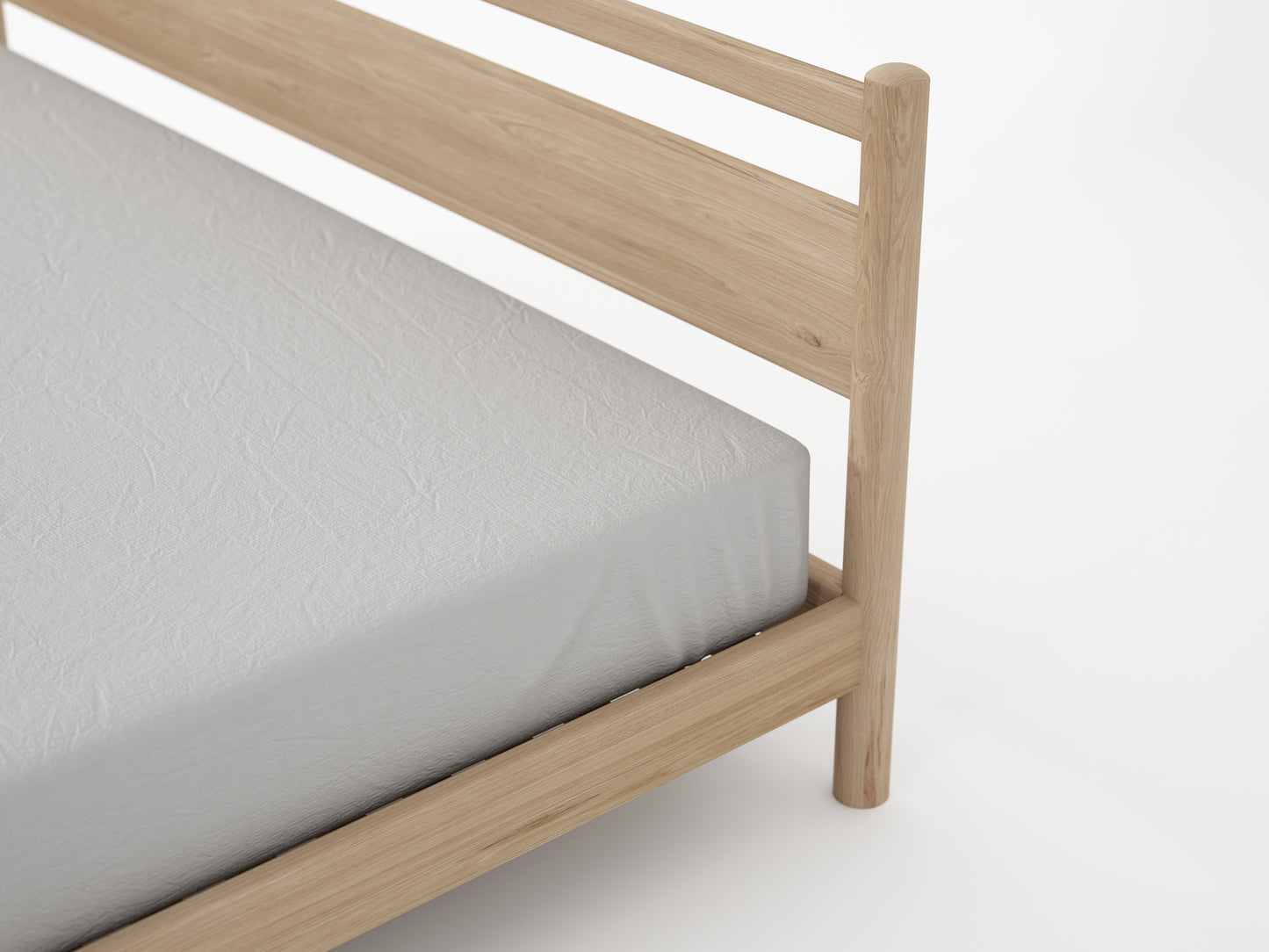 Wooden bed frame with kingsize bed and 180x200cm mattress