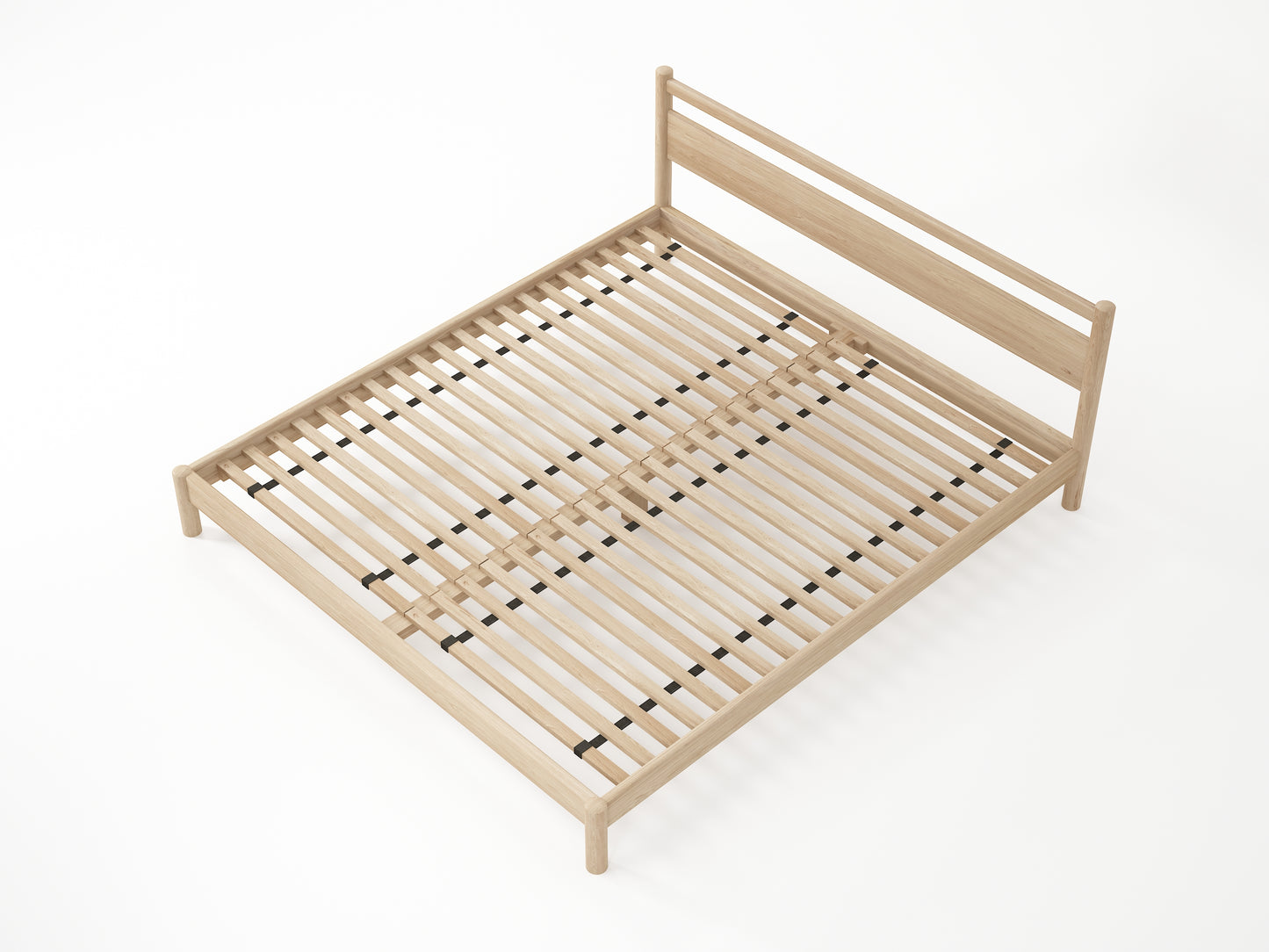 King size bed frame, 180x200cm mattress, wooden slats