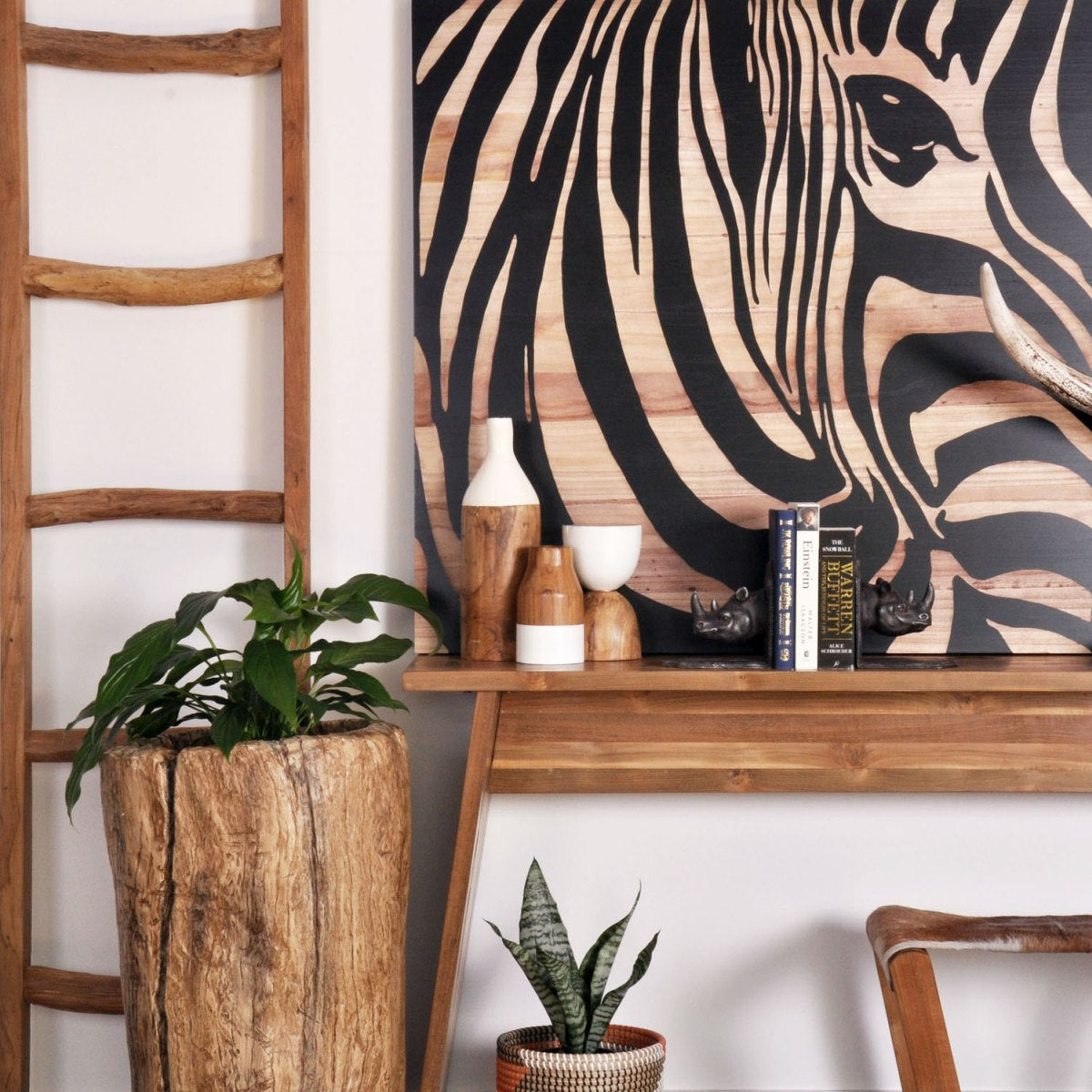 Wooden zebra art and decor