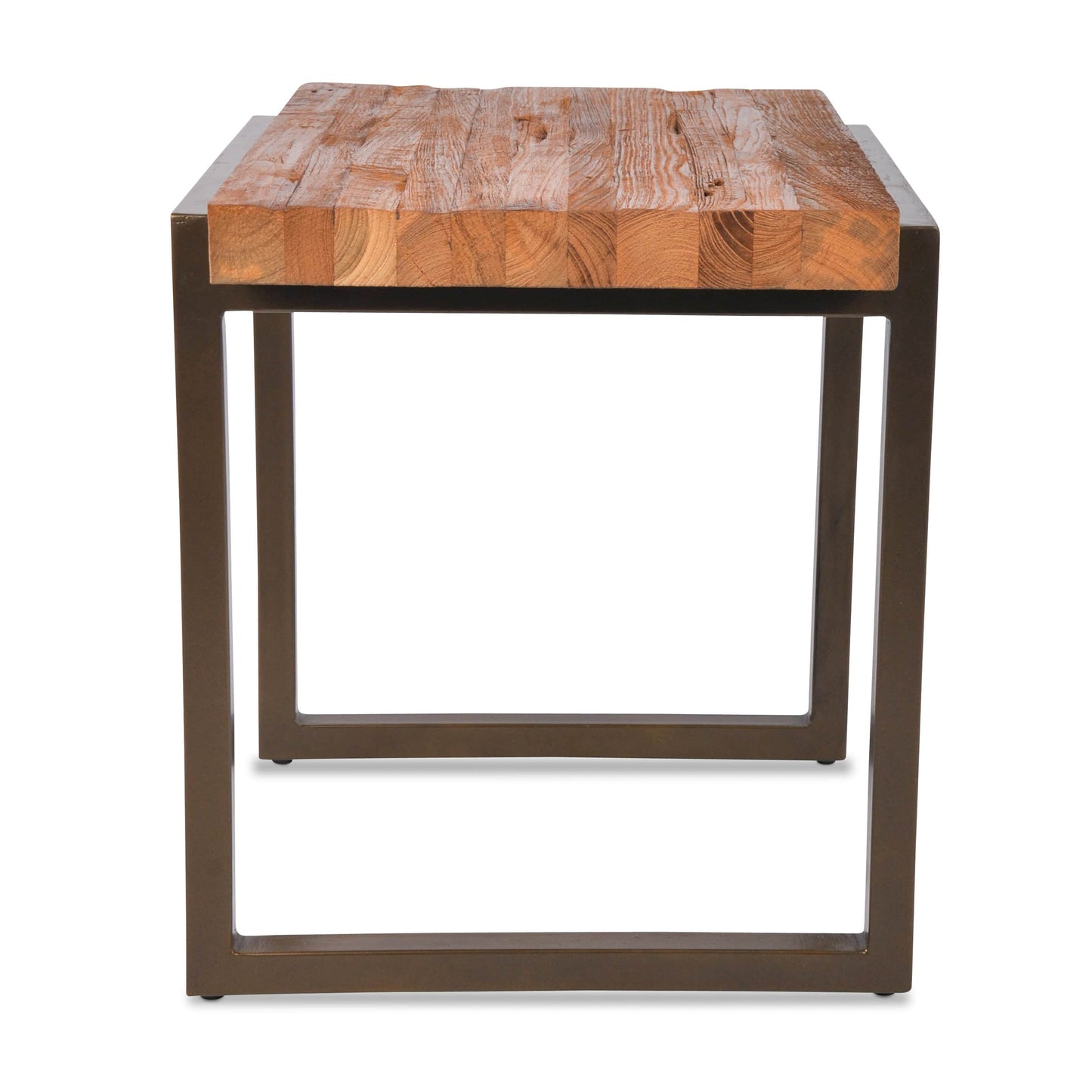 Wooden top side table with metal frame