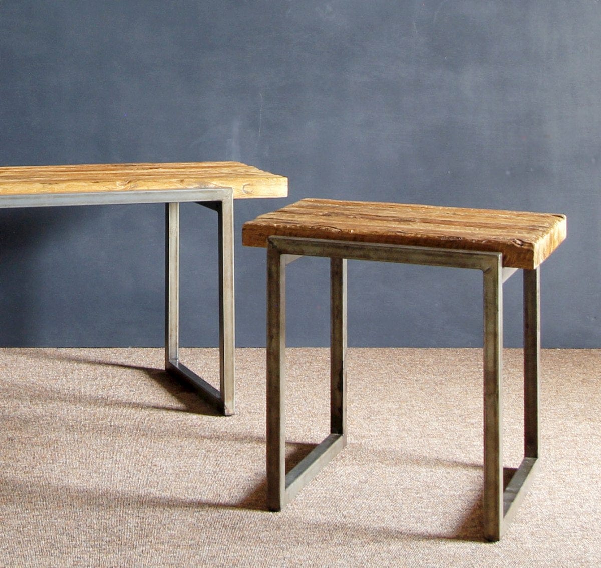 TF178 Industrial wood and metal side tables
