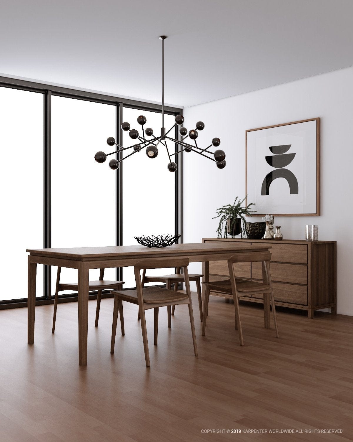 Dining room with TwentyTwenty table and modern decor