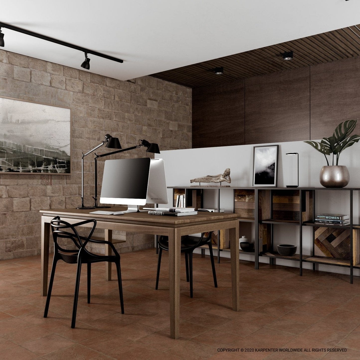 Modern office with desk and TwentyTwentyDiningTablee.