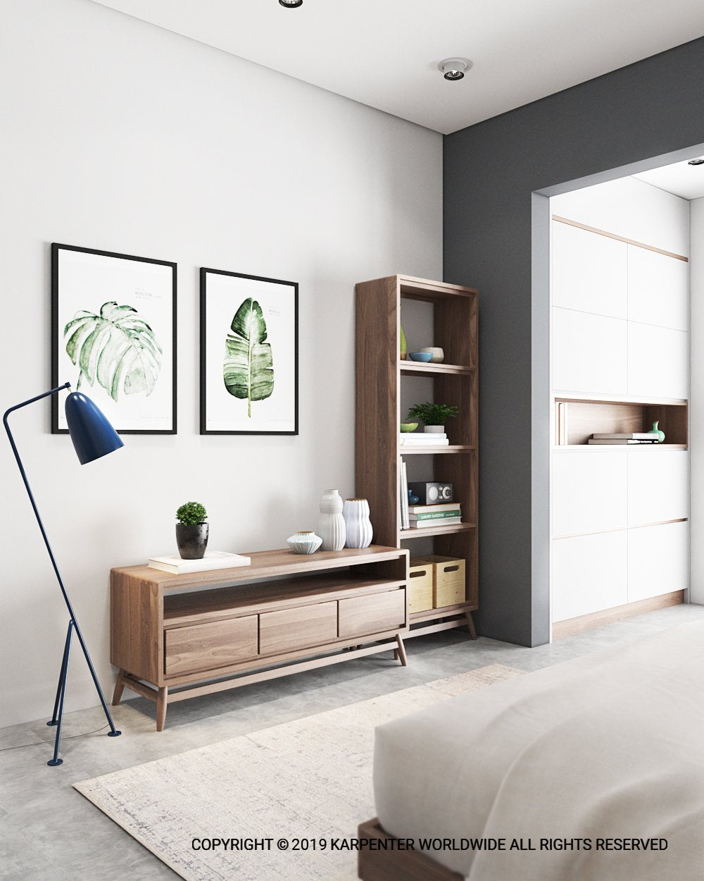 Twist Media Cabinet with leaf art, modern design
