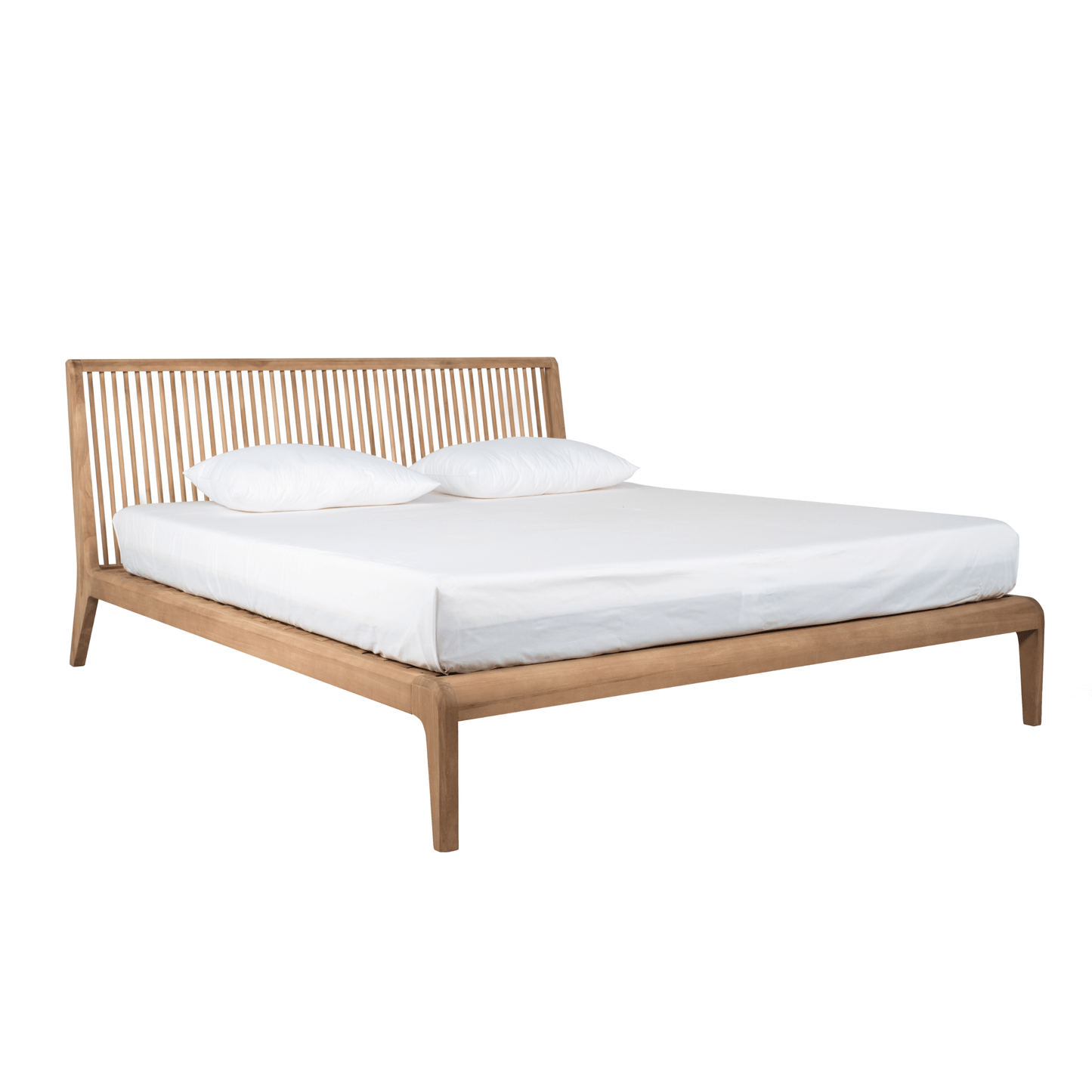 Wooden bed frame with headboard - design 2