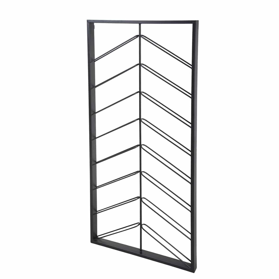 Black metal chevron wine rack