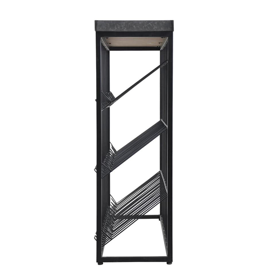 WH4004-3 Black metal and wood magazine rack