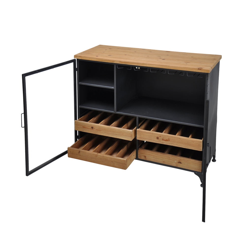 WH4006_4 Wine cabinet with glass door and wooden drawers