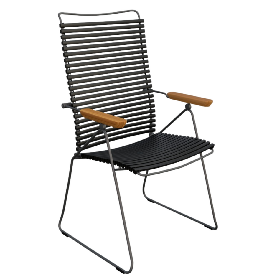 Modern black chair with wood armrests - houebackground_21