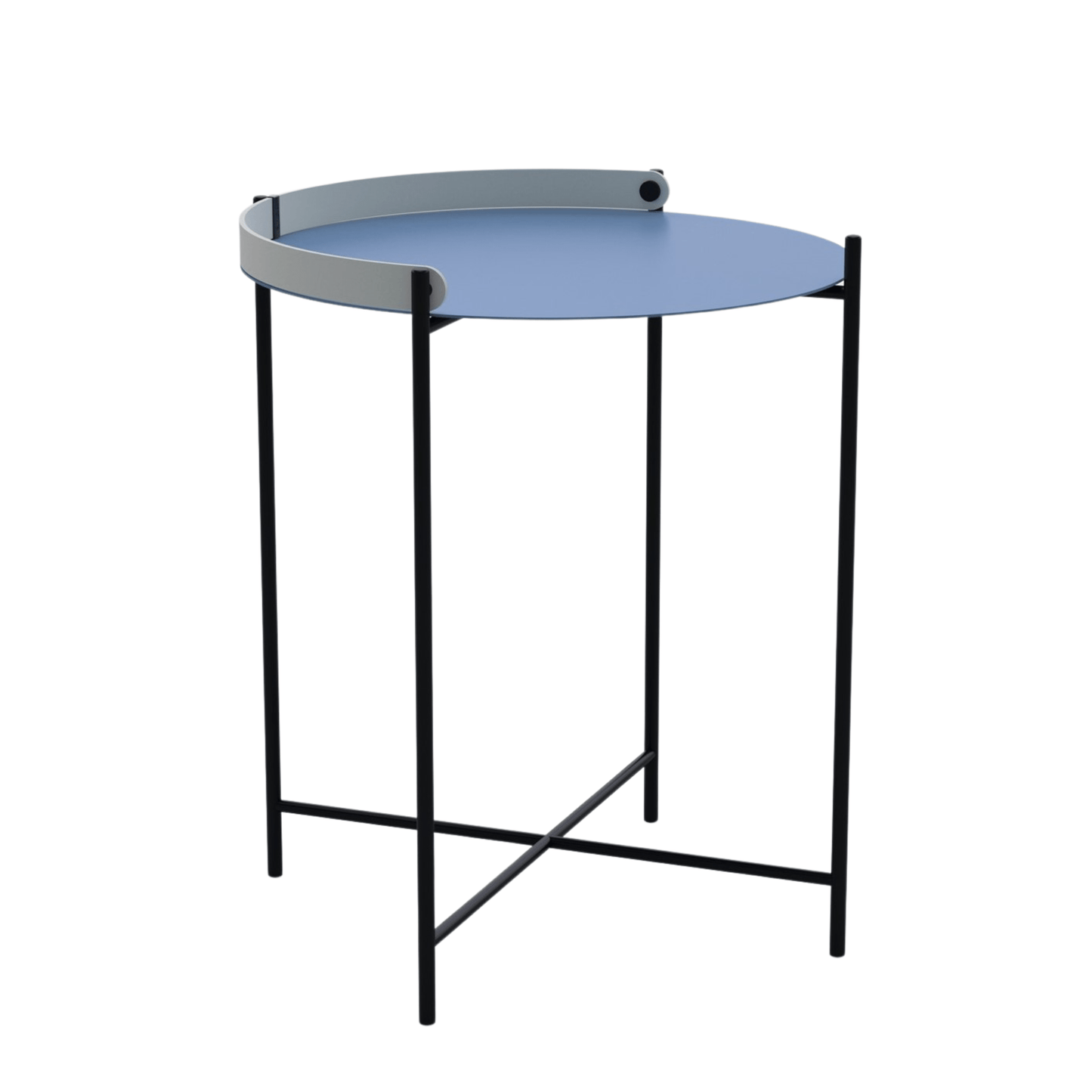 Blue side table with black legs