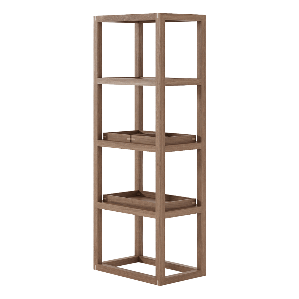 Up and Down 4 tier Tall Narrow Shelves FSC Teak