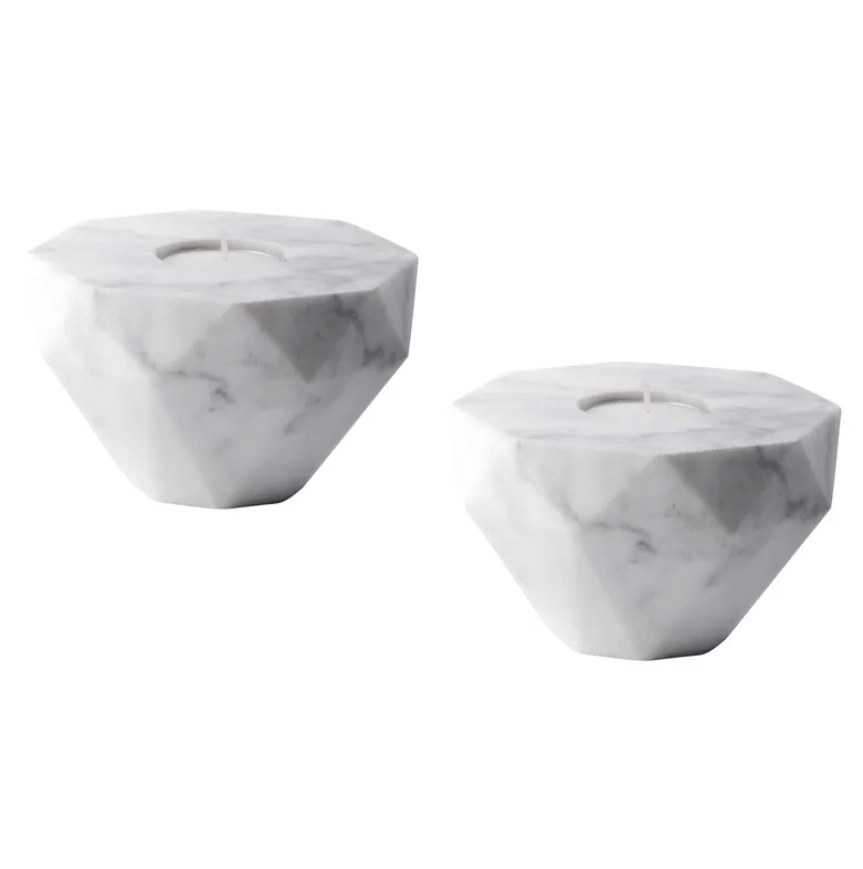 White marble candle holders
