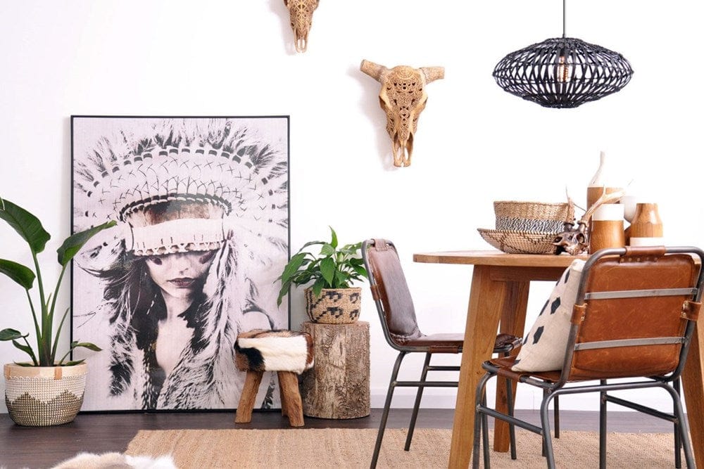 HKH101 Interior decor with native American art and boho accents.