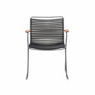 Black outdoor chair with wood armrests, 2018 collection