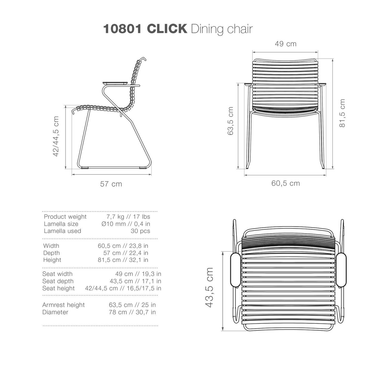 CLICK Dining Chair - High-Res Diagram