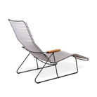 Lounge chair with gray frame and white seat.