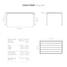 Four-person dining table, 90x160, high-res