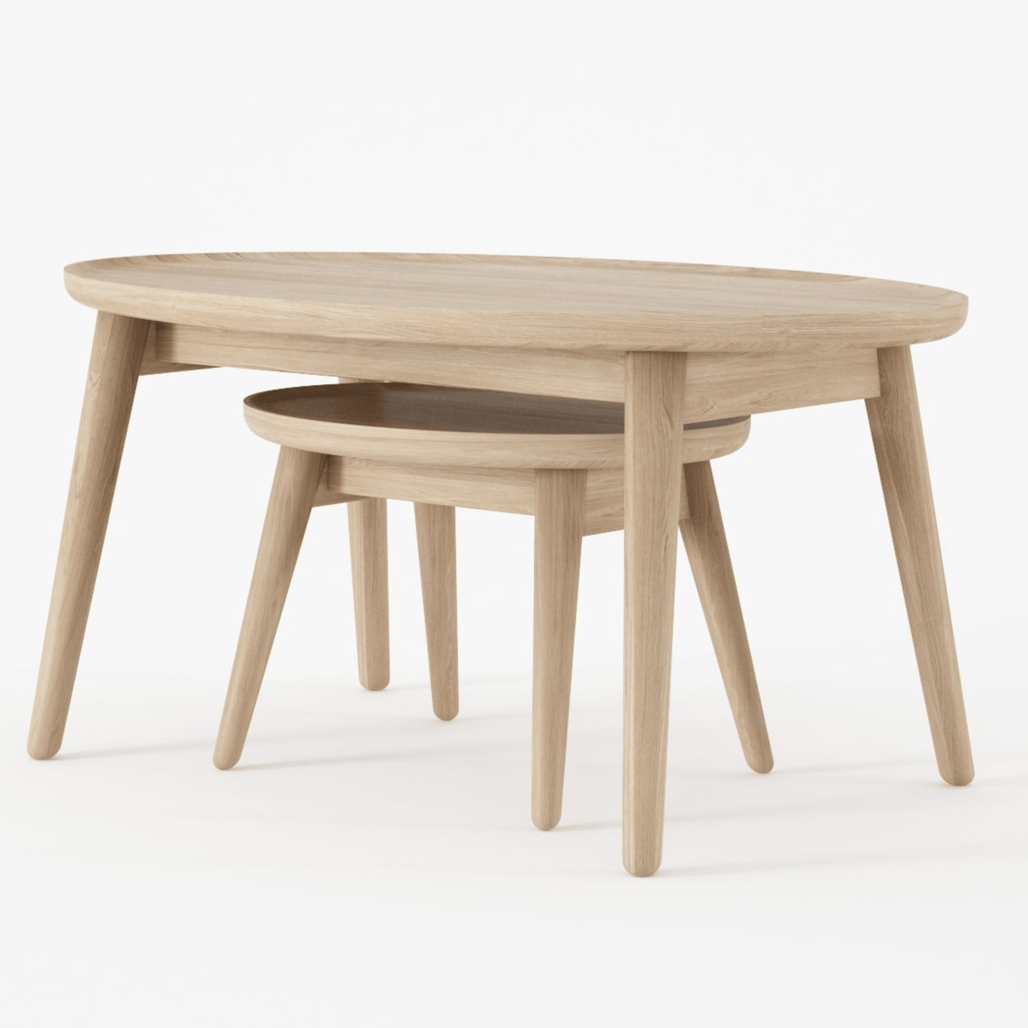 Wooden oval coffee table set