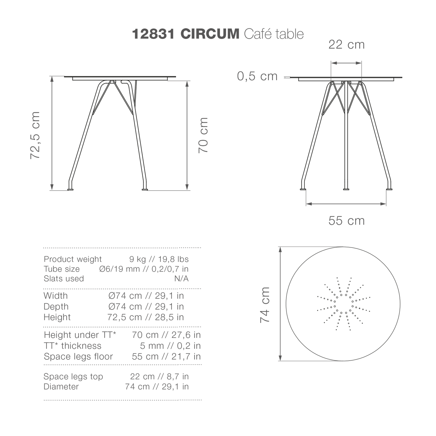 CIRCUM Cafe Table Alu 74 high-res logo