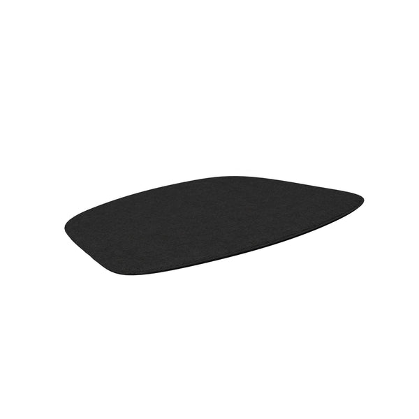 Black oval-shaped object on white background.