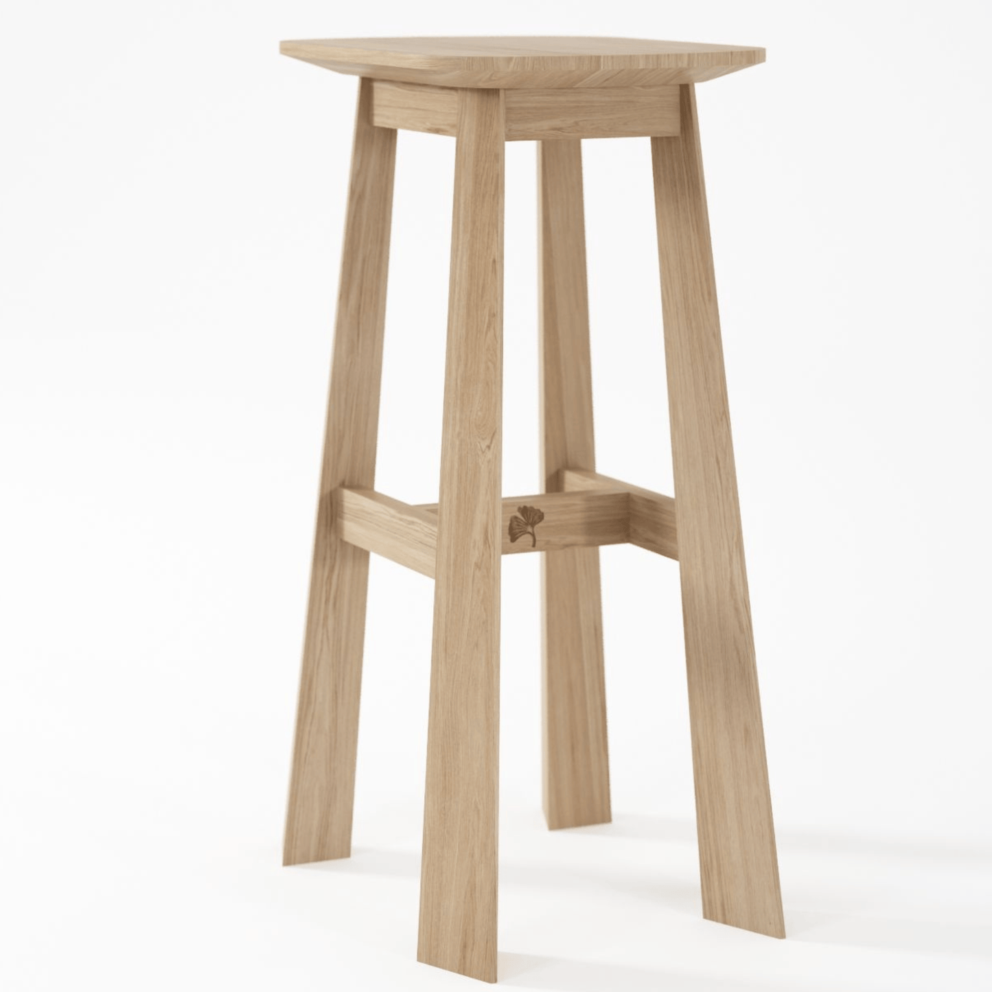Wooden bar stool on white background.