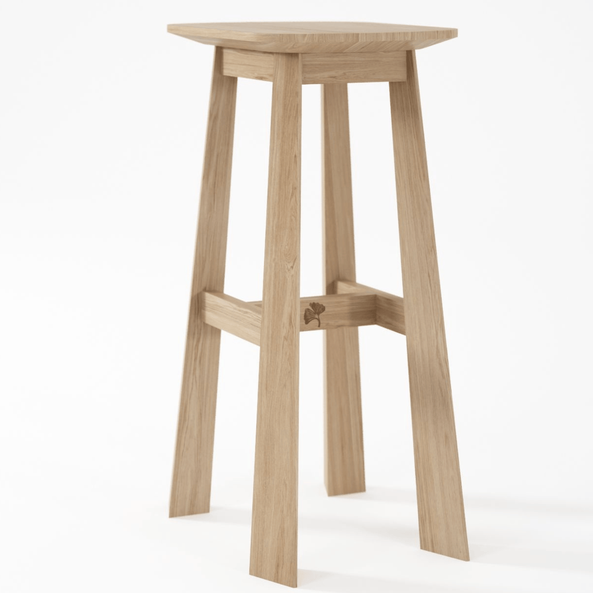 Wooden bar stool on white background.