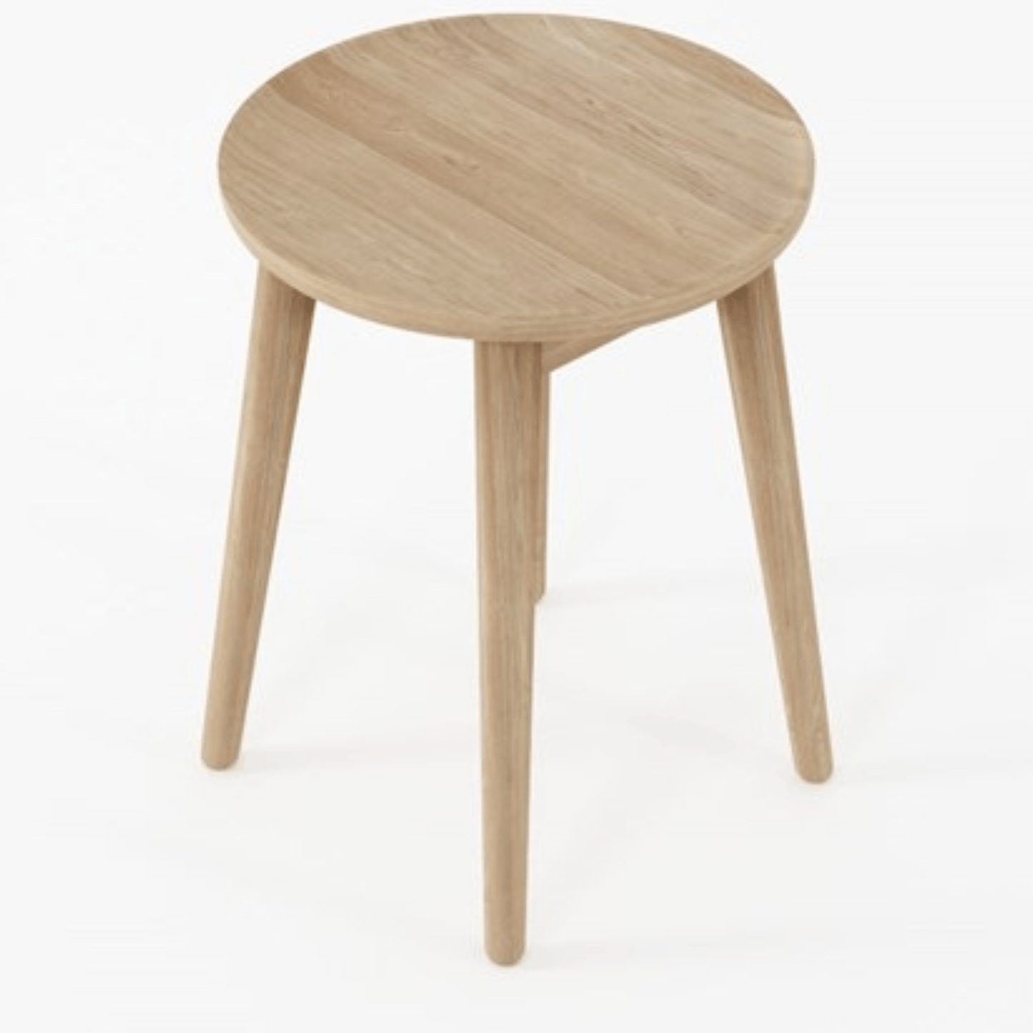 Wooden three-legged stool.