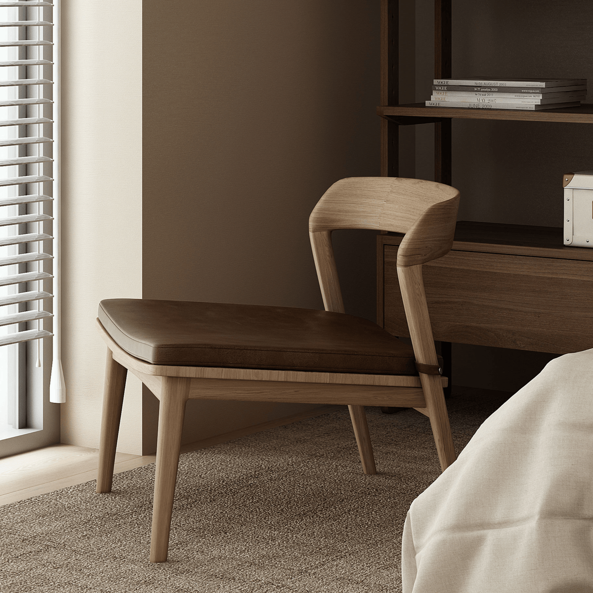 Wooden chair in bedroom, image 186