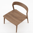 Wooden chair with curved back.