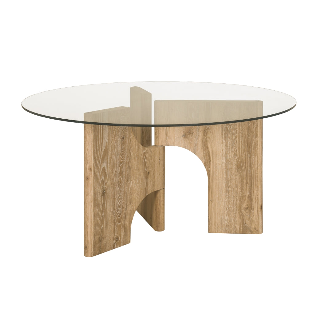 Floema Round Dining Table with Glass Top