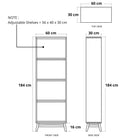 Diagram of a tall cabinet with dimensions.
