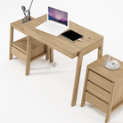 Wooden desk with laptop, tablet, and drawer - 24